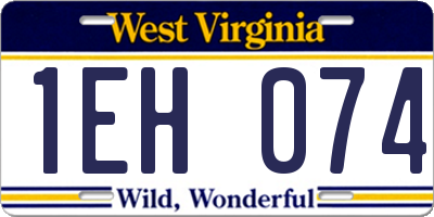 WV license plate 1EH074