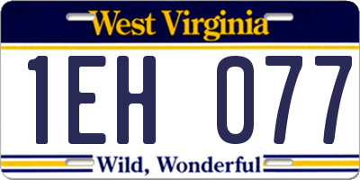 WV license plate 1EH077