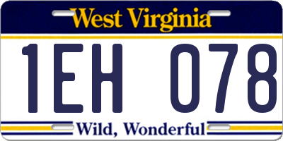 WV license plate 1EH078