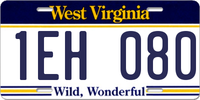 WV license plate 1EH080