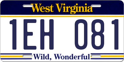 WV license plate 1EH081