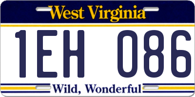 WV license plate 1EH086