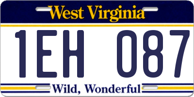 WV license plate 1EH087