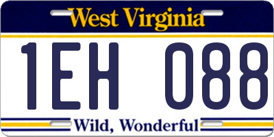 WV license plate 1EH088