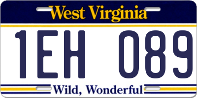 WV license plate 1EH089