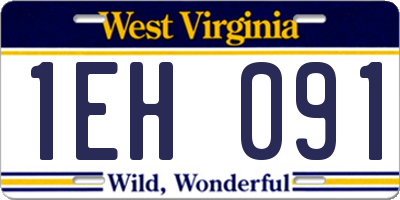 WV license plate 1EH091