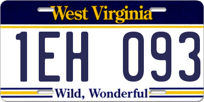 WV license plate 1EH093