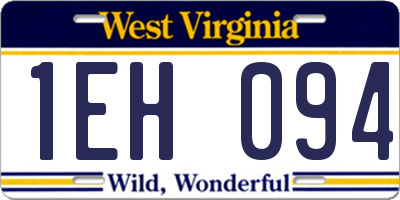 WV license plate 1EH094
