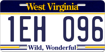 WV license plate 1EH096