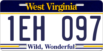 WV license plate 1EH097