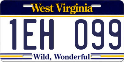 WV license plate 1EH099
