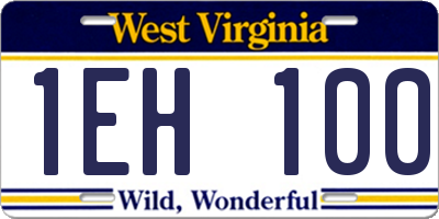WV license plate 1EH100