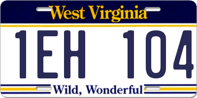 WV license plate 1EH104