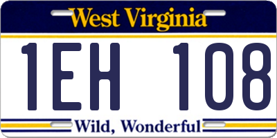 WV license plate 1EH108
