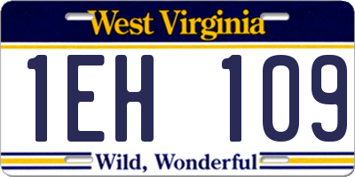 WV license plate 1EH109
