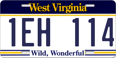 WV license plate 1EH114