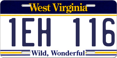 WV license plate 1EH116