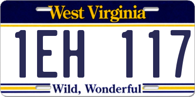 WV license plate 1EH117