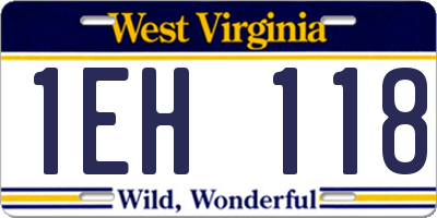 WV license plate 1EH118