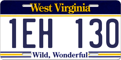 WV license plate 1EH130