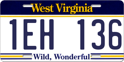 WV license plate 1EH136