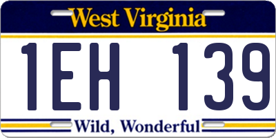 WV license plate 1EH139