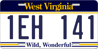 WV license plate 1EH141