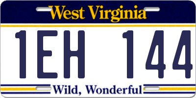 WV license plate 1EH144