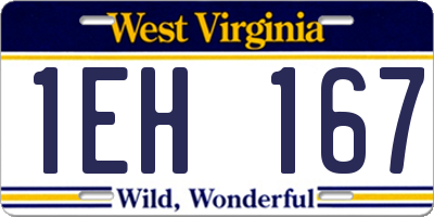 WV license plate 1EH167