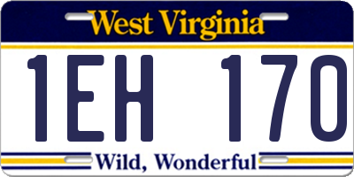 WV license plate 1EH170