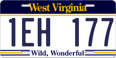 WV license plate 1EH177