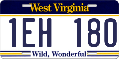 WV license plate 1EH180