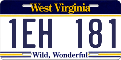 WV license plate 1EH181