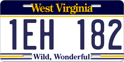 WV license plate 1EH182