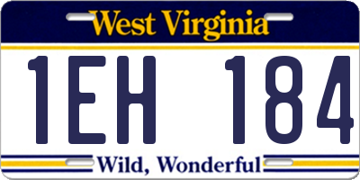 WV license plate 1EH184