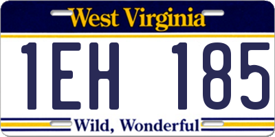 WV license plate 1EH185