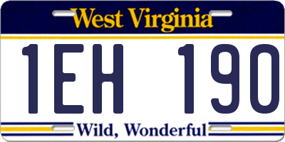 WV license plate 1EH190
