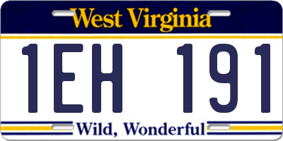 WV license plate 1EH191