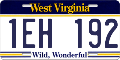 WV license plate 1EH192