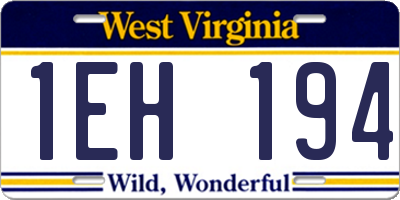 WV license plate 1EH194