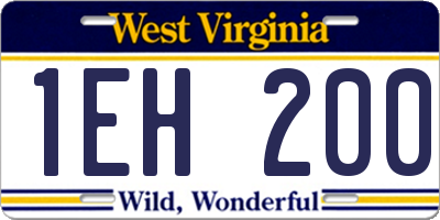 WV license plate 1EH200