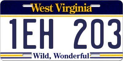 WV license plate 1EH203