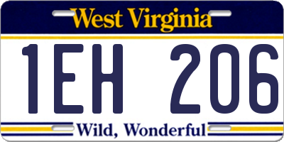 WV license plate 1EH206