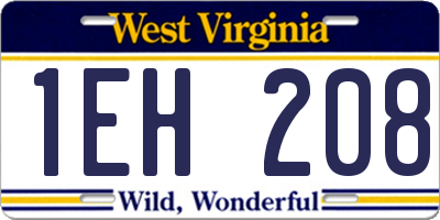 WV license plate 1EH208