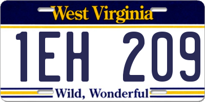 WV license plate 1EH209