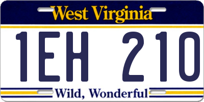 WV license plate 1EH210