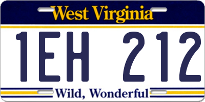 WV license plate 1EH212