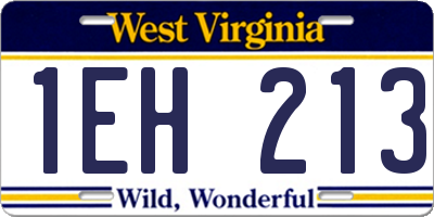 WV license plate 1EH213