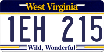 WV license plate 1EH215