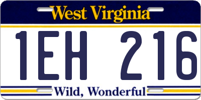 WV license plate 1EH216